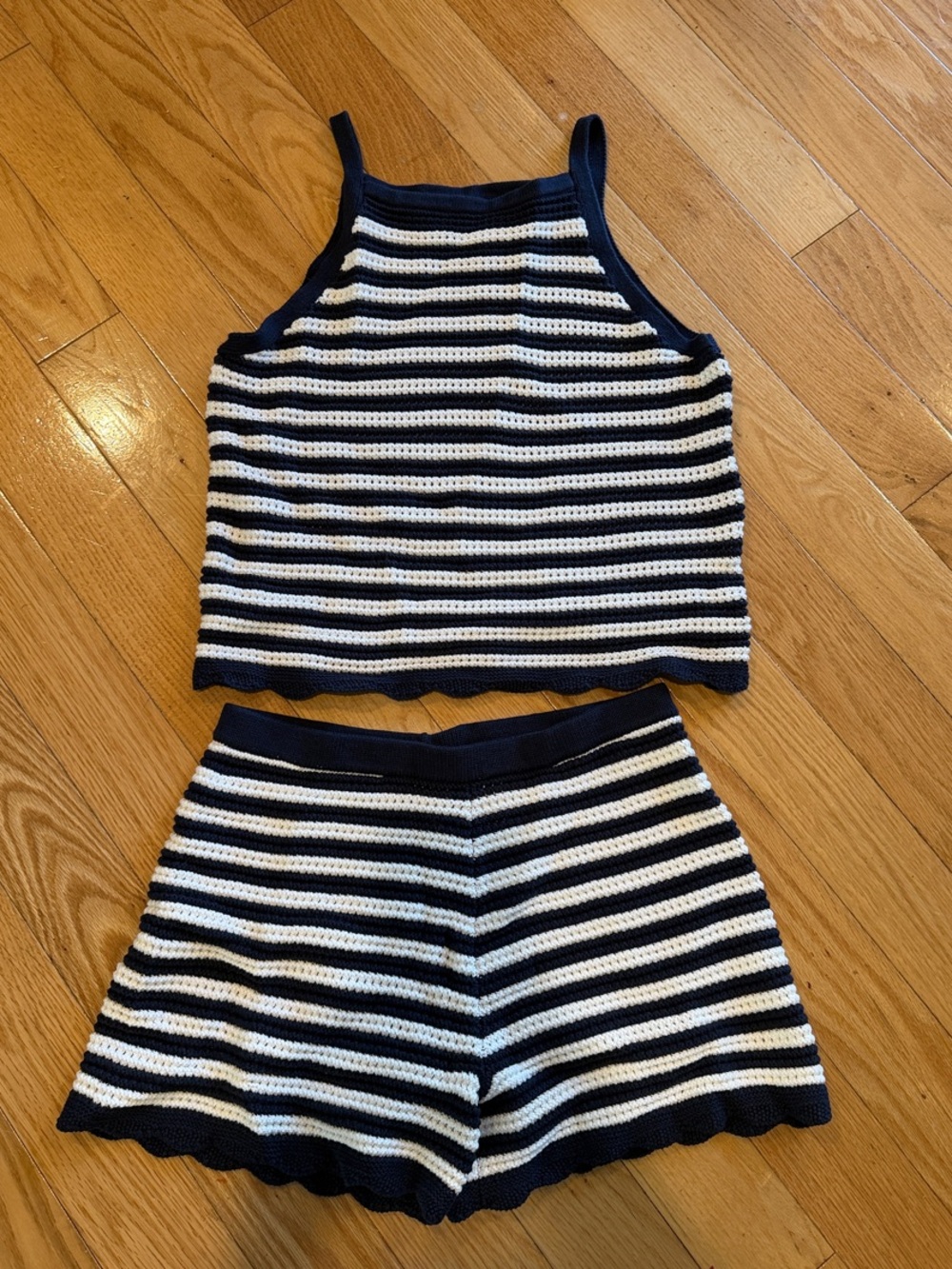 Amazon Essentials x Sofia Grainge Striped Crochet Knit Set